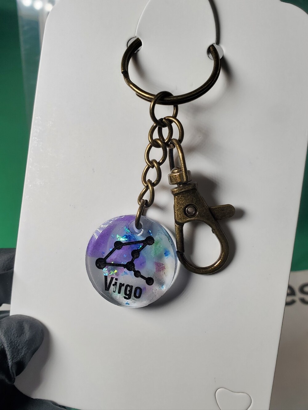 handmade virgo resin keychain - constellation zodiac sign keyring